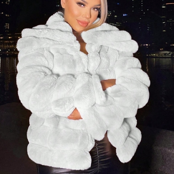 Jackets & Blazers - White Preppy Womens Open Front Fuzzy Jacket
